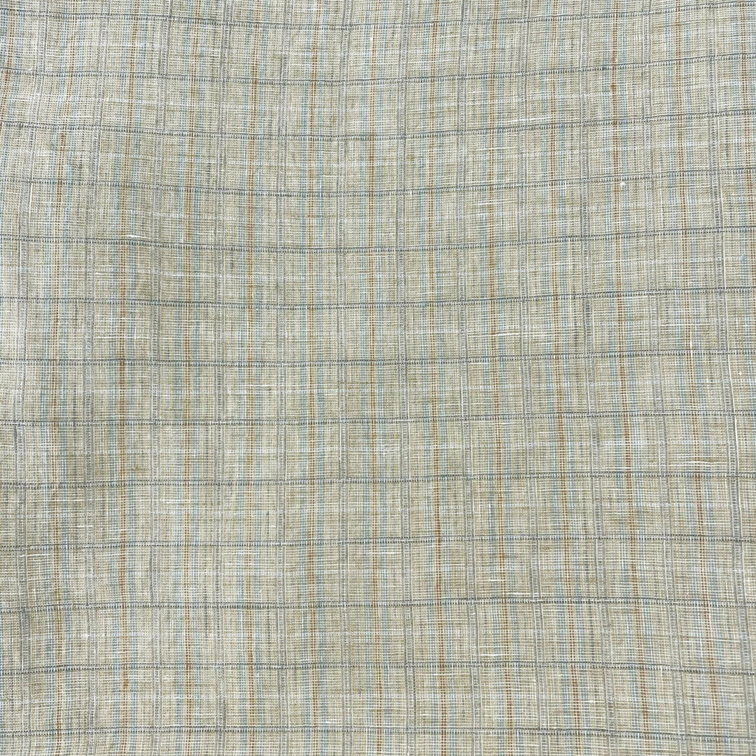 Linen Yellow small check 7364 - The Linen Lab - Beige