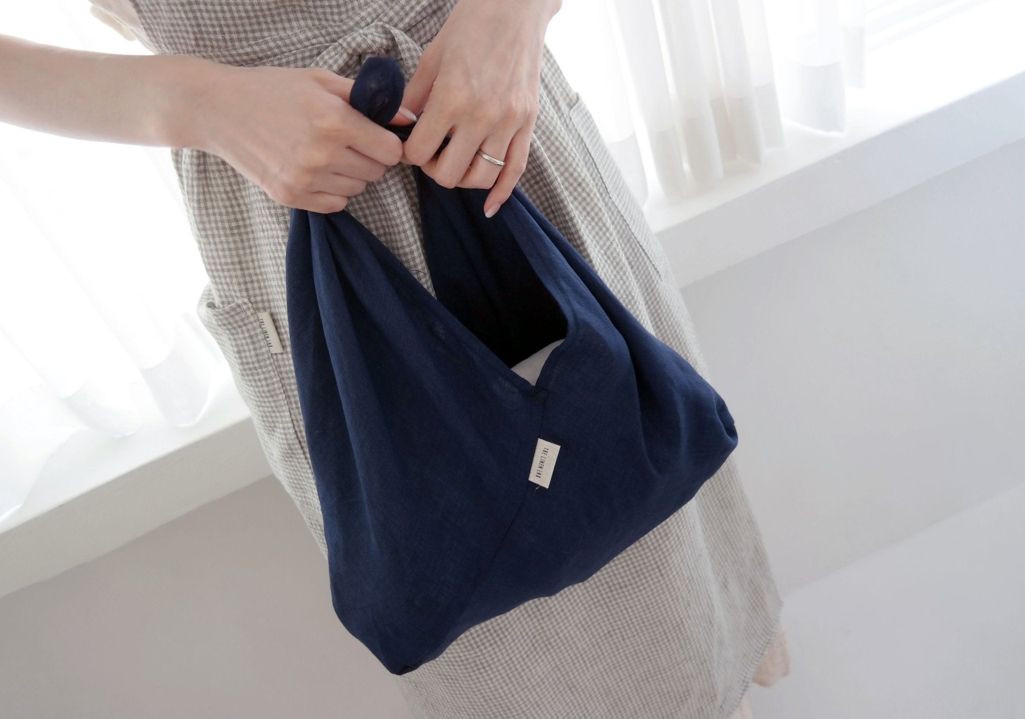 Linen Zero Waste Linen Bento Bag - The Linen Lab - Navy