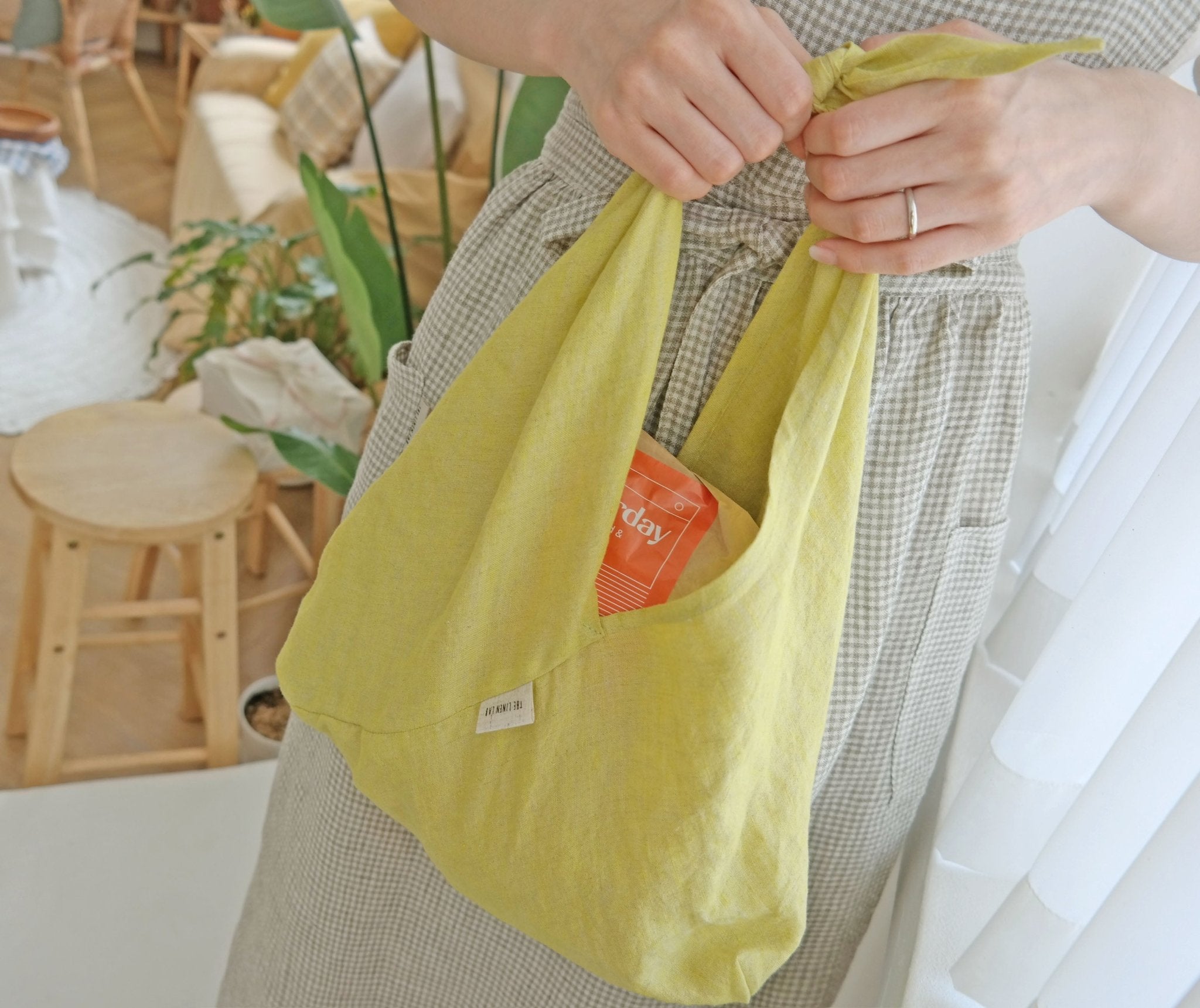 Linen Zero Waste Linen Bento Bag - The Linen Lab - Yellow