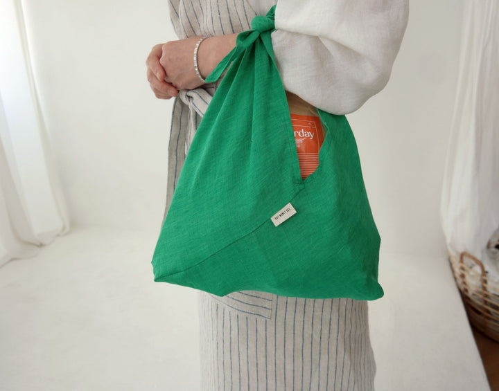 Linen Zero Waste Linen Bento Bag - The Linen Lab - Green