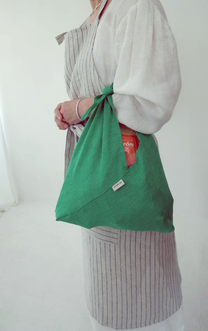 Linen Zero Waste Linen Bento Bag - The Linen Lab - Green