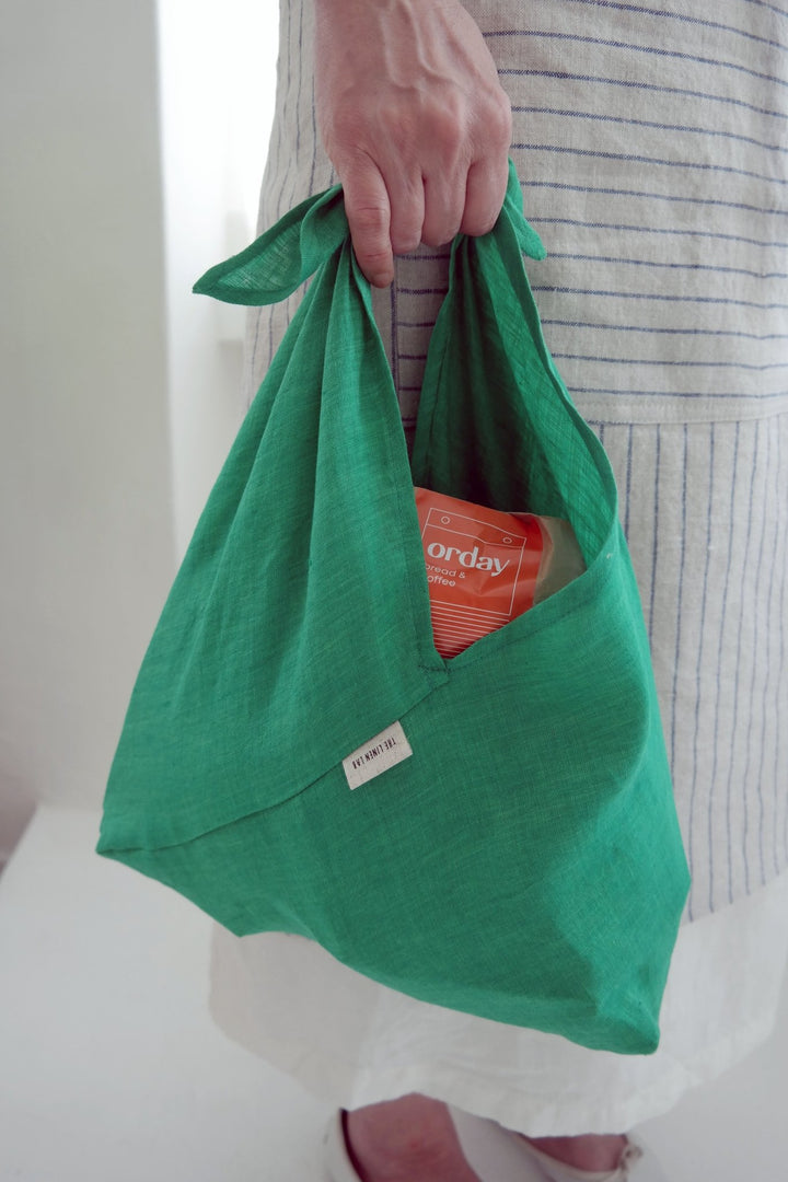 Linen Zero Waste Linen Bento Bag - The Linen Lab - Green