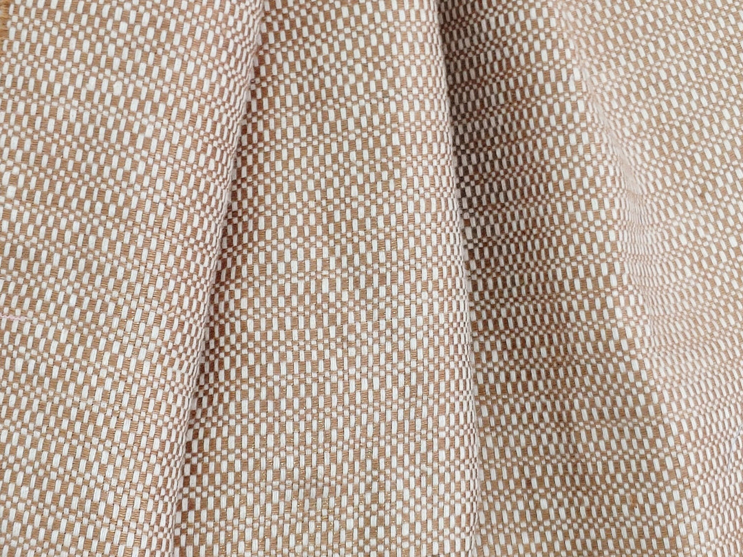 Luminous Linen: 100% Linen Canvas Chambray Fabric with Lurex Foil Print 2340 - The Linen Lab - Beige