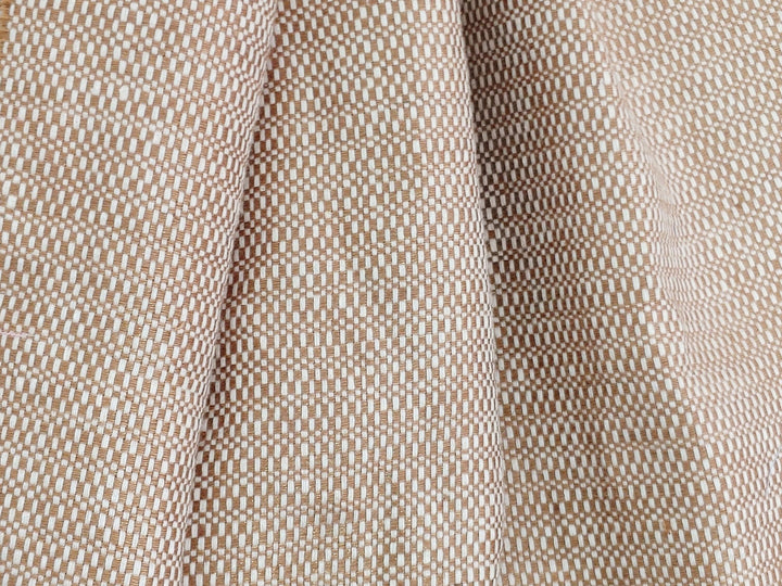 Luminous Linen: 100% Linen Canvas Chambray Fabric with Lurex Foil Print 2340 - The Linen Lab - Beige