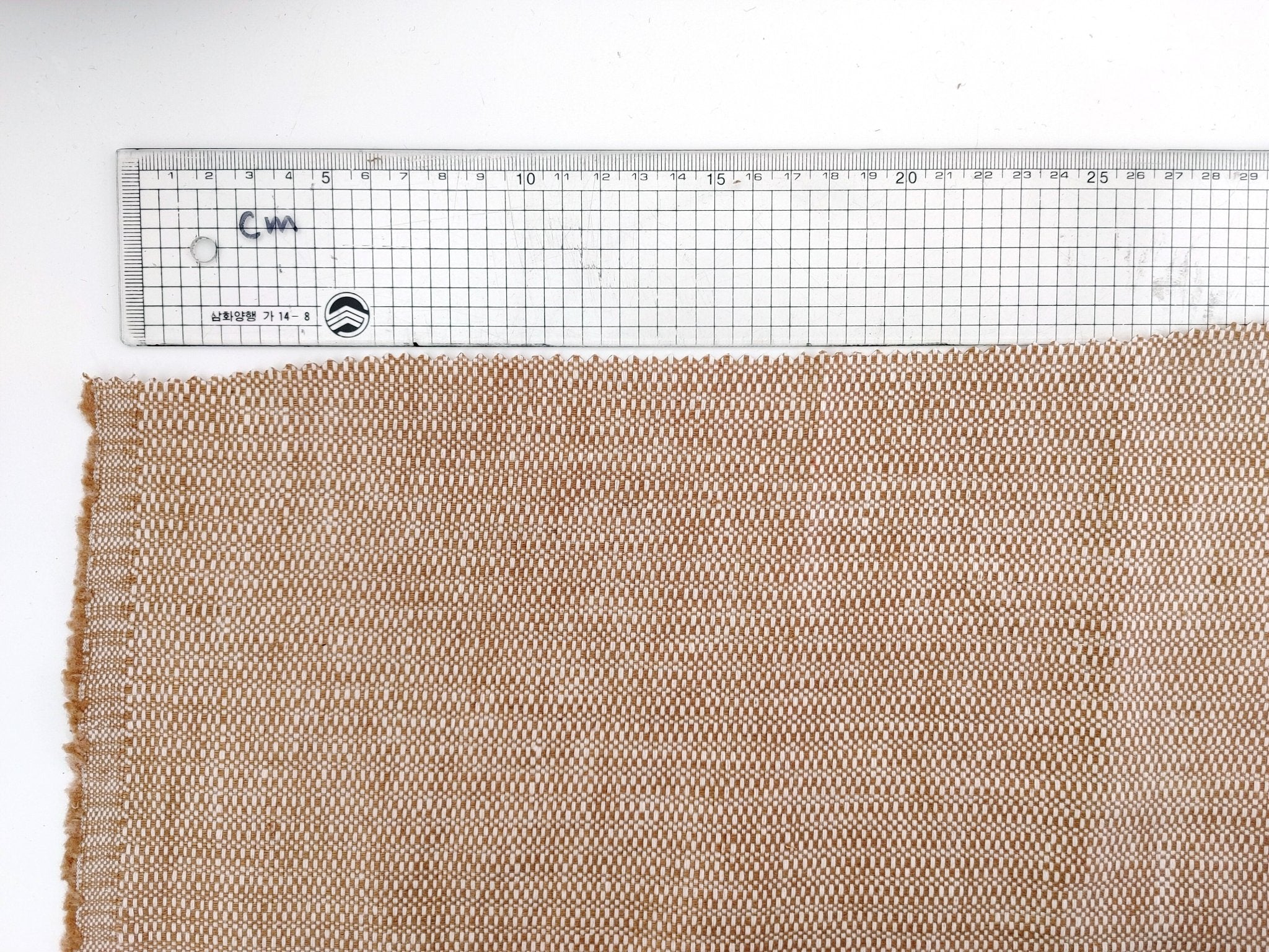 Luminous Linen: 100% Linen Canvas Chambray Fabric with Lurex Foil Print 2340 - The Linen Lab - Beige