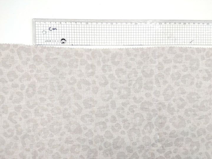 Luxe Safari Elegance: 100% Linen Fabric in Natural Hue with Gold Foil Leopard Print - The Linen Lab - Natural