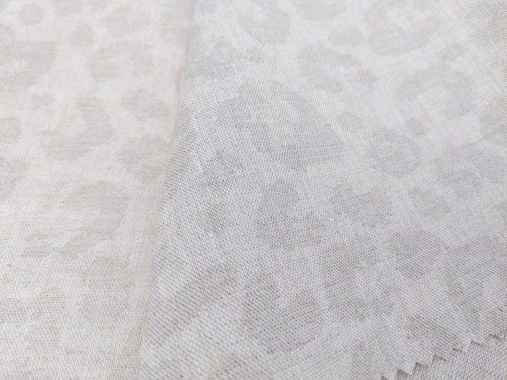 Luxe Safari Elegance: 100% Linen Fabric in Natural Hue with Gold Foil Leopard Print - The Linen Lab - Natural
