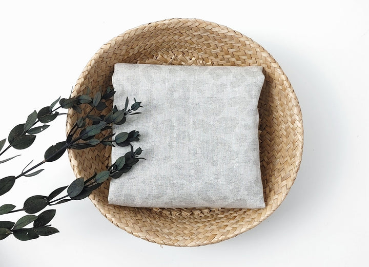 Luxe Safari Elegance: 100% Linen Fabric in Natural Hue with Gold Foil Leopard Print - The Linen Lab - Natural