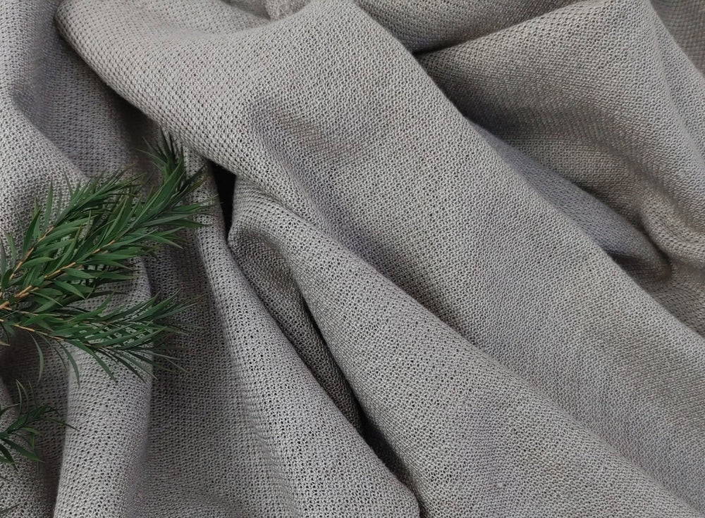 Medium Weight Beige Linen Nylon Knit Fabric 4433 - The Linen Lab - Beige