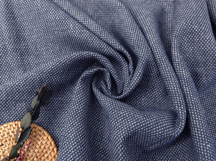Medium Weight Linen Cotton Polyester Dobby Fabric 4636 - The Linen Lab - Navy(Dark)