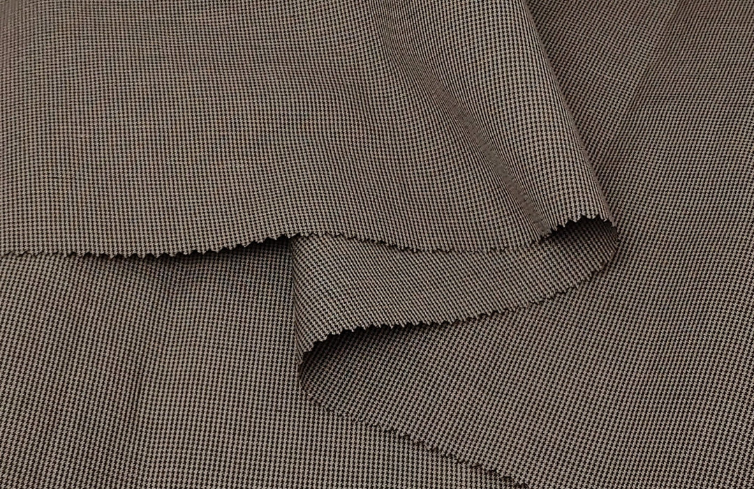 Mini Starcheck Gingham Bliss: Linen Cotton Ramie Fabric 3028 3241 - The Linen Lab - Brown