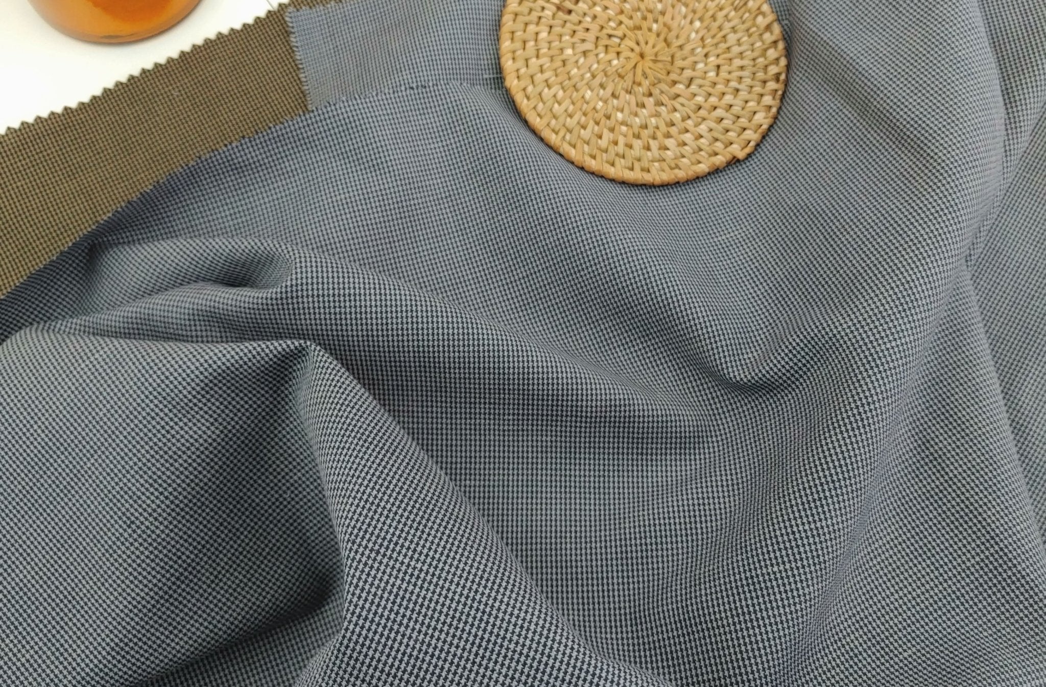 Mini Starcheck Gingham Bliss: Linen Cotton Ramie Fabric 3028 3241 - The Linen Lab - Grey