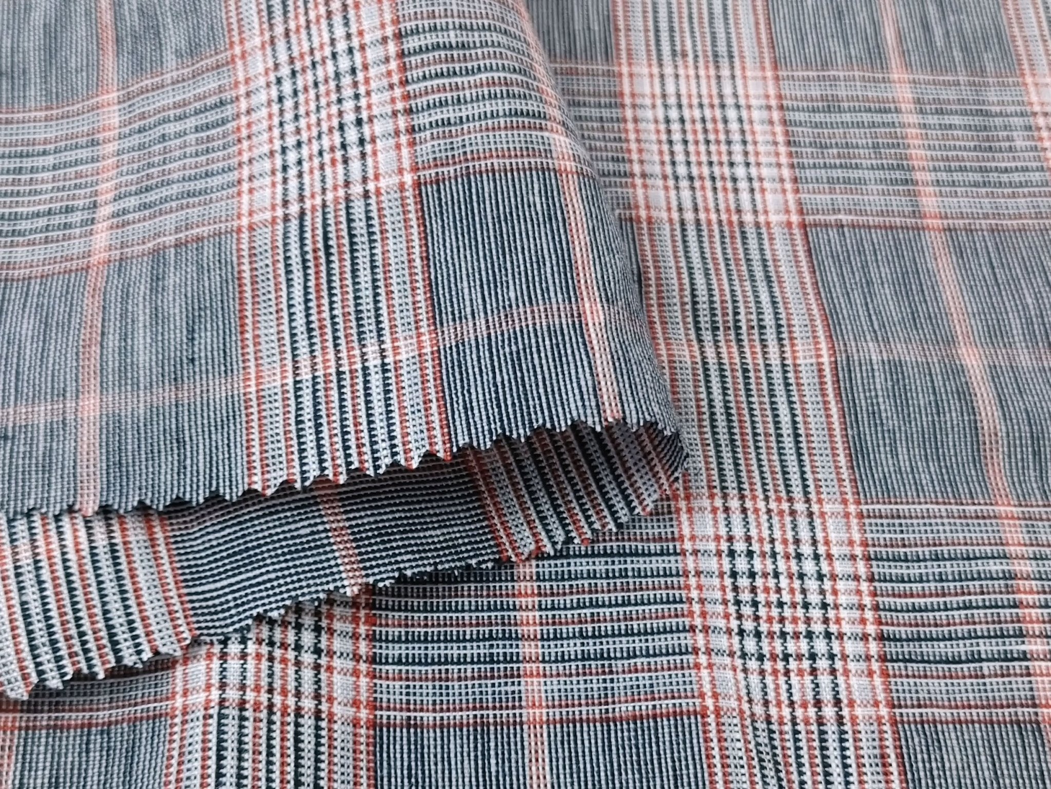 Modern Classic: 100% Linen Fabric Glen Plaid in Medium Weight Plain Weave 7550 7551 - The Linen Lab - Brown