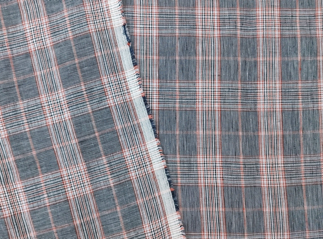 Modern Classic: 100% Linen Fabric Glen Plaid in Medium Weight Plain Weave 7550 7551 - The Linen Lab - Brown
