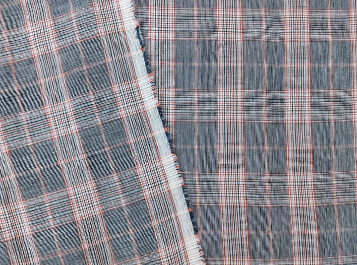 Modern Classic: 100% Linen Fabric Glen Plaid in Medium Weight Plain Weave 7550 7551 - The Linen Lab - Brown