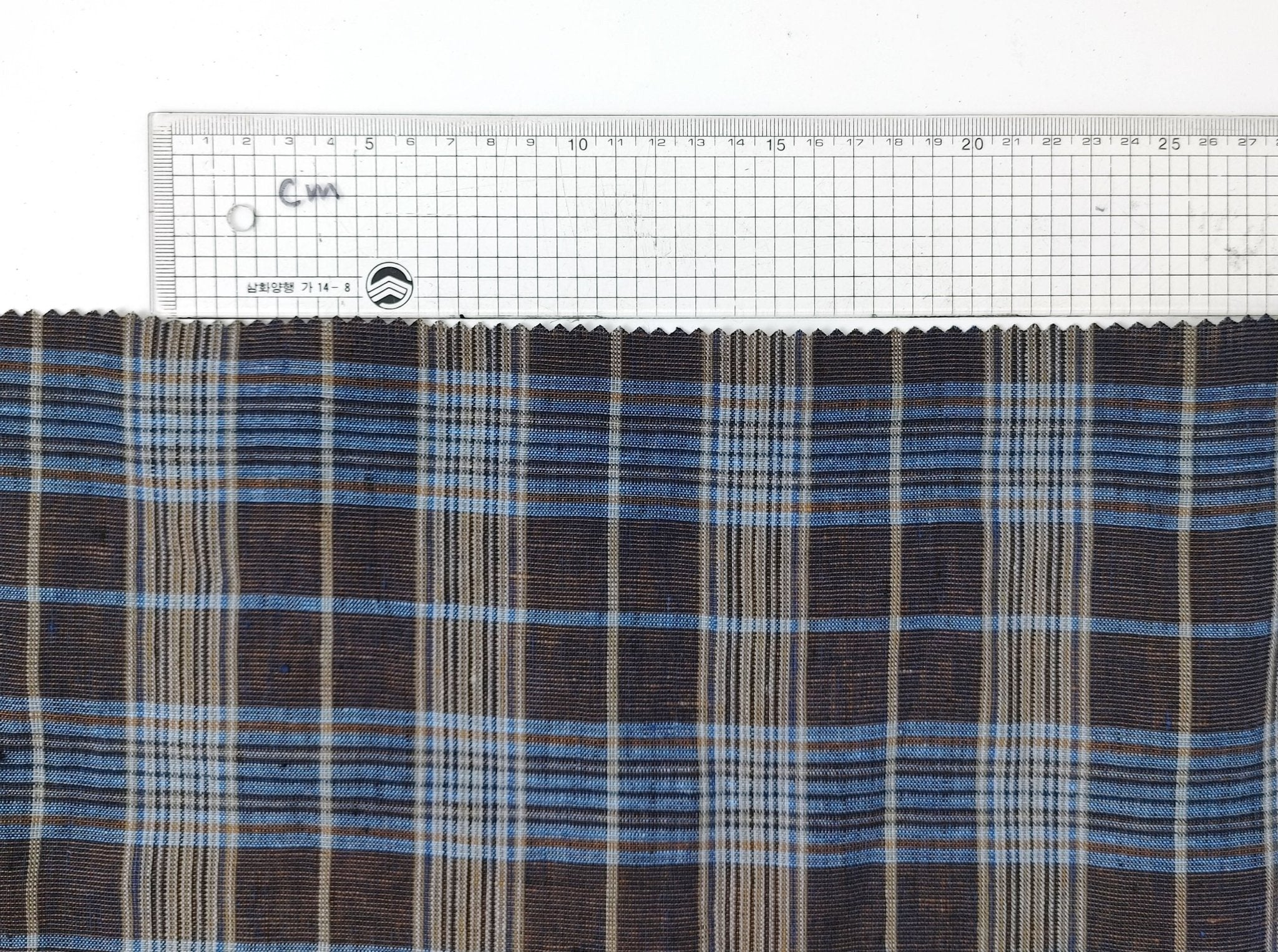 Modern Classic: 100% Linen Fabric Glen Plaid in Medium Weight Plain Weave 7550 7551 - The Linen Lab - Navy