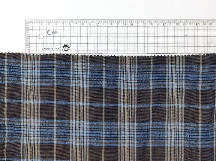 Modern Classic: 100% Linen Fabric Glen Plaid in Medium Weight Plain Weave 7550 7551 - The Linen Lab - Navy