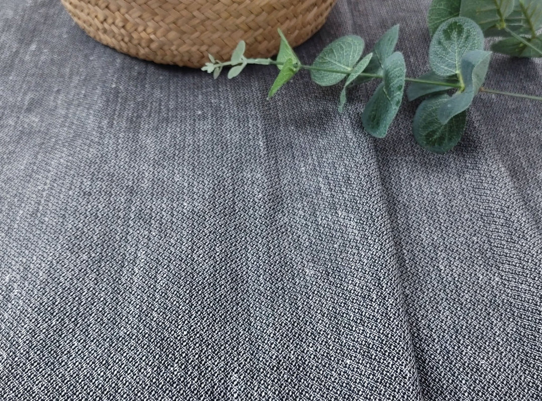 Monochrome Elegance: Linen Cotton Dobby Fabric 3946 - The Linen Lab - Gray