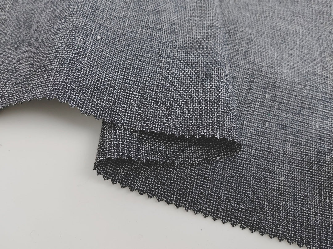 Monochrome Linen Stretch Dobby Fabric 6117 - The Linen Lab - Grey