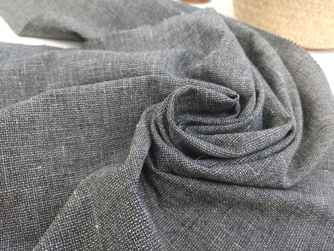 Monochrome Linen Stretch Dobby Fabric 6117 - The Linen Lab - Grey