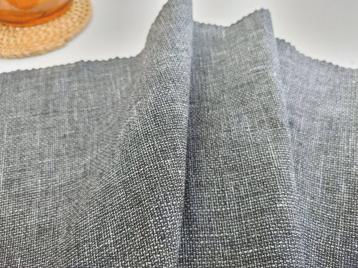Monochrome Linen Stretch Dobby Fabric 6117 - The Linen Lab - Grey