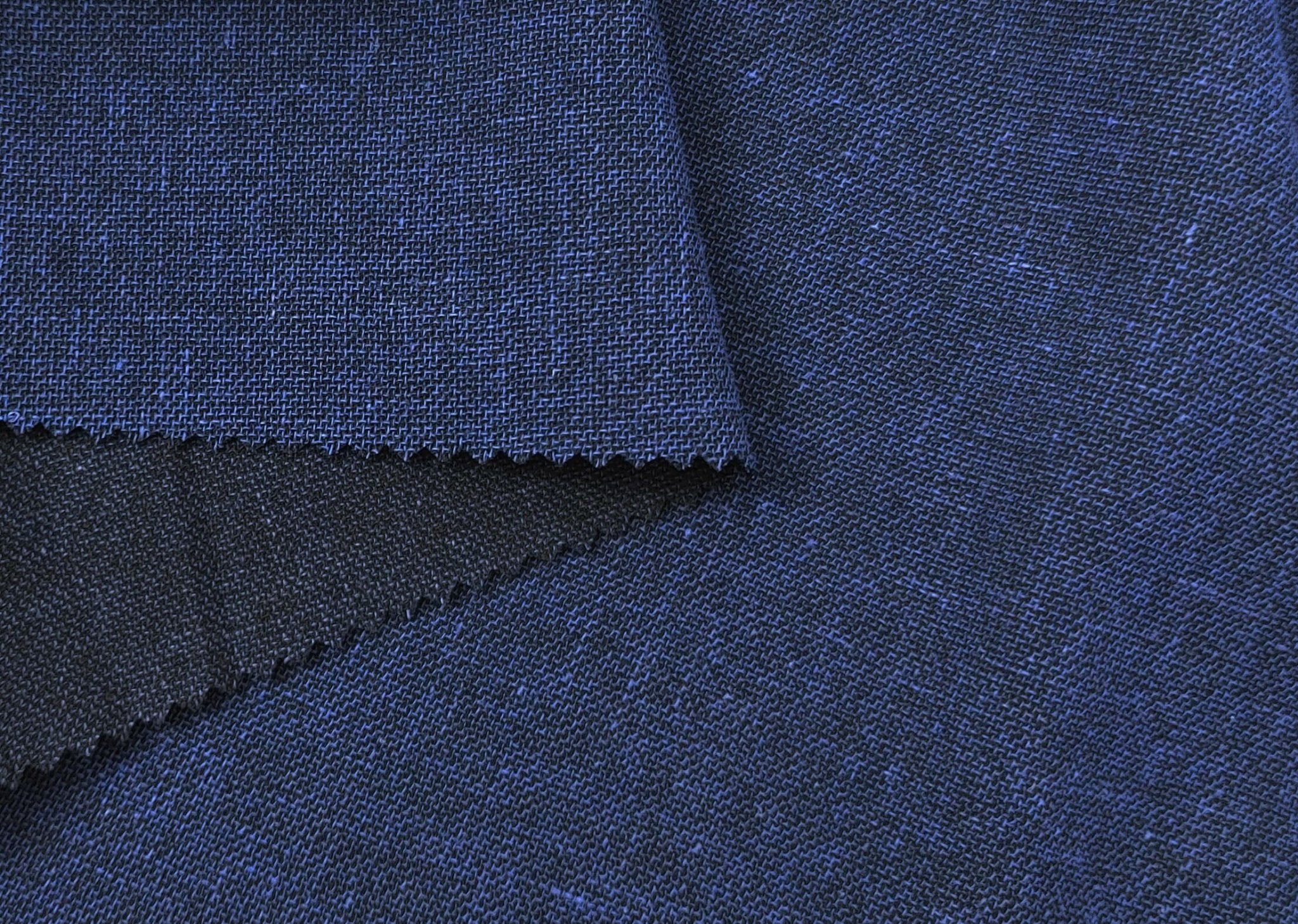 Navy Dobby Chambray Linen Blend Fabric 4047 - The Linen Lab - Navy