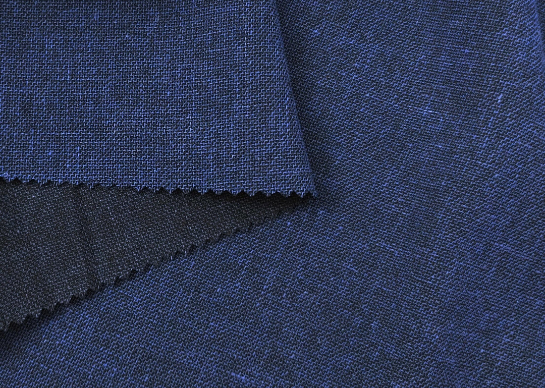 Navy Dobby Chambray Linen Blend Fabric 4047 - The Linen Lab - Navy