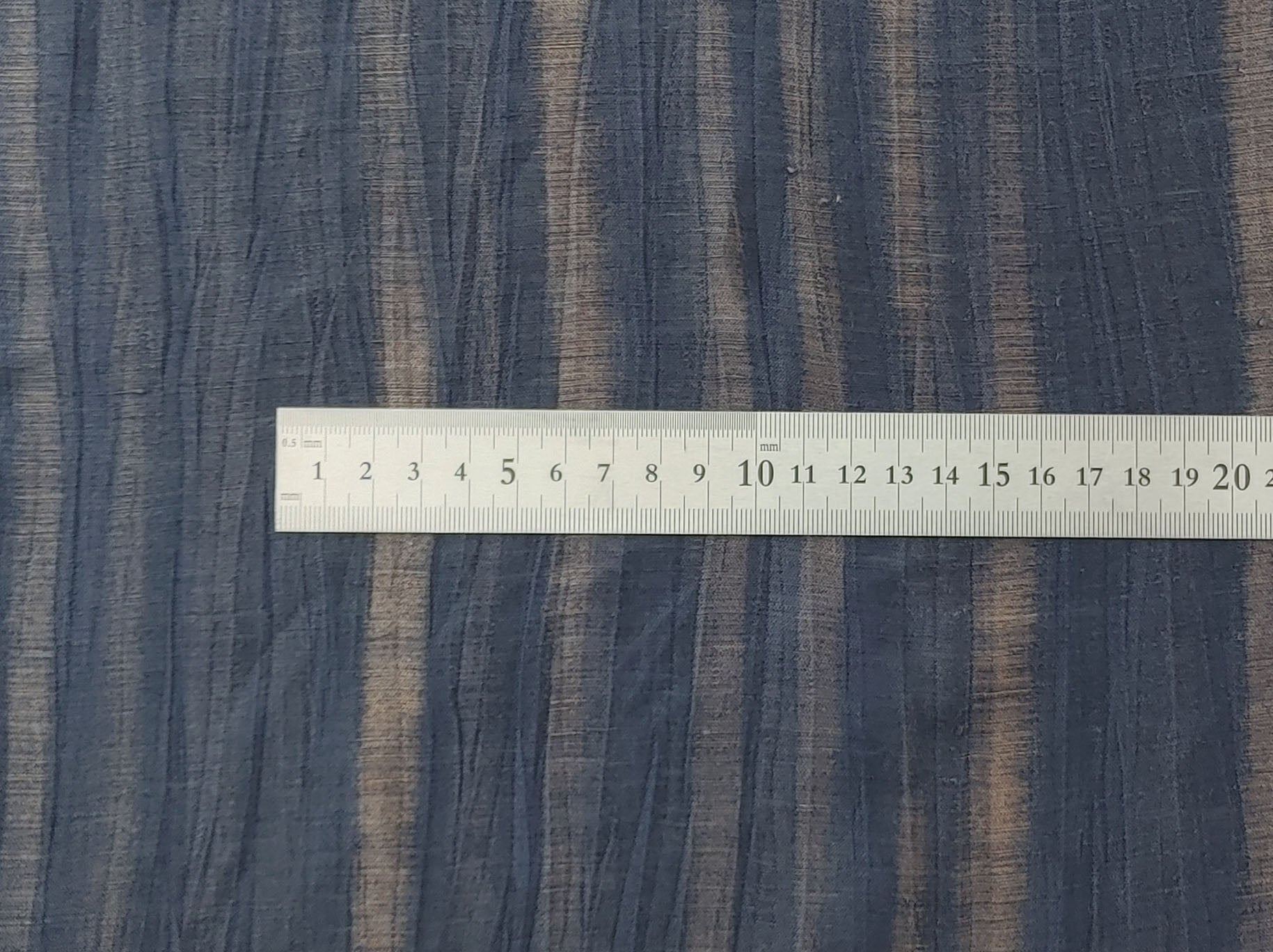 Navy Linen Nylon Fabric with Striped Print and Crease Effect 4262 - The Linen Lab - Navy