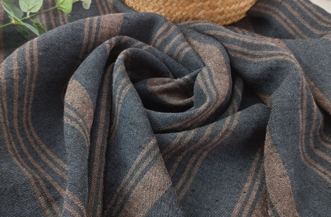 Navy Linen Rayon Twill Fabric 6661 - The Linen Lab - Navy