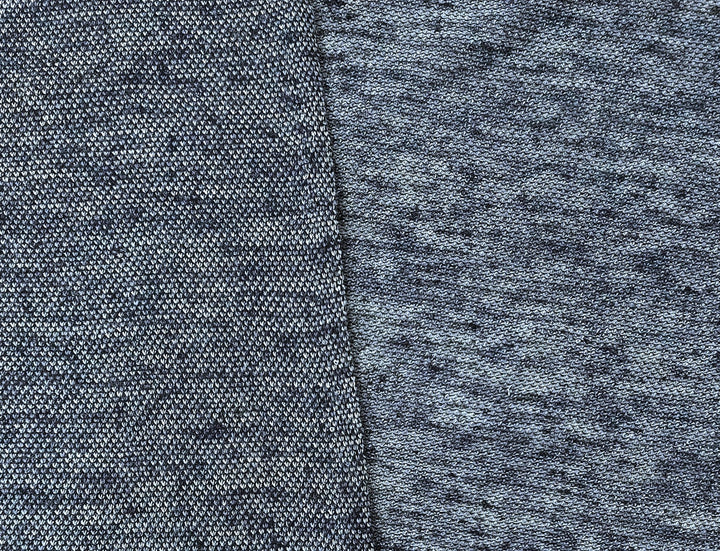 Navy Melange Knit Fabric in Linen Polyester Cotton Blend 4339 - The Linen Lab - Navy
