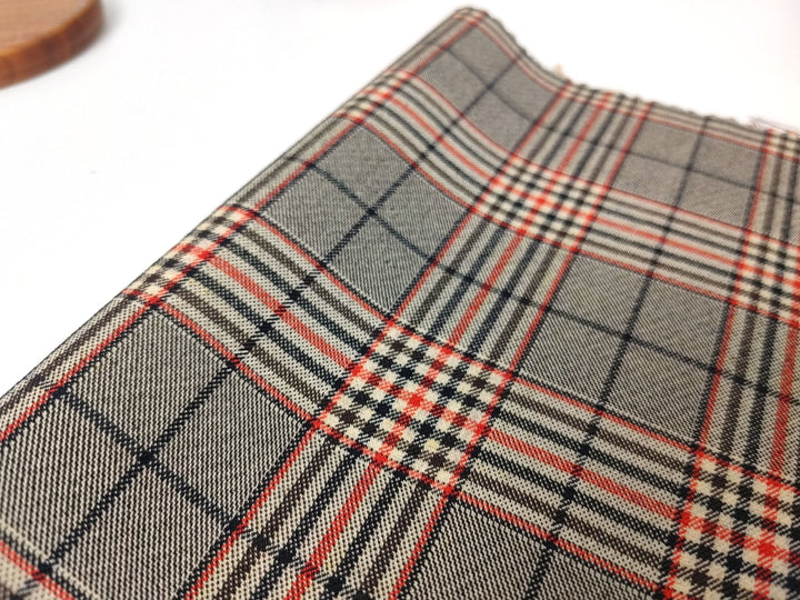Nylon Rayon 4-Way Stretch Glen Plaid Fabric 1400 - The Linen Lab - Brown