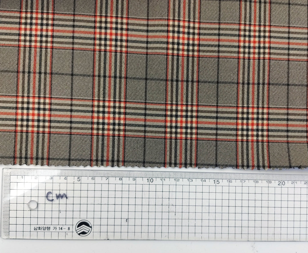 Nylon Rayon 4-Way Stretch Glen Plaid Fabric 1400 - The Linen Lab - Brown