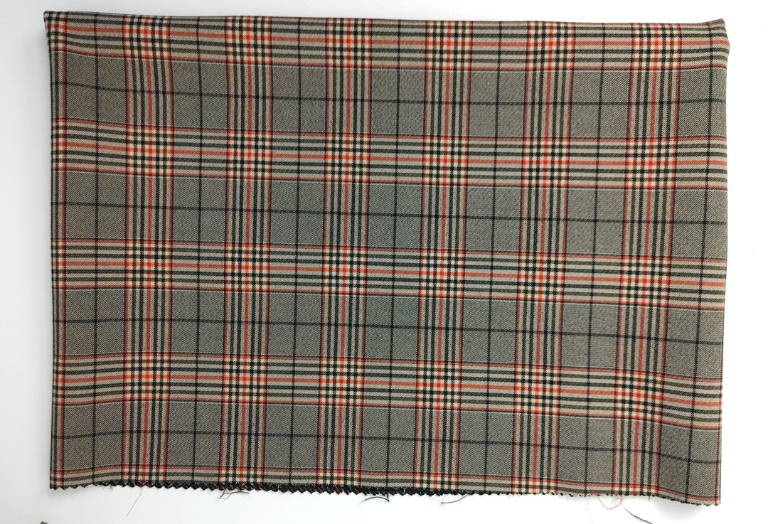Nylon Rayon 4-Way Stretch Glen Plaid Fabric 1400 - The Linen Lab - Brown