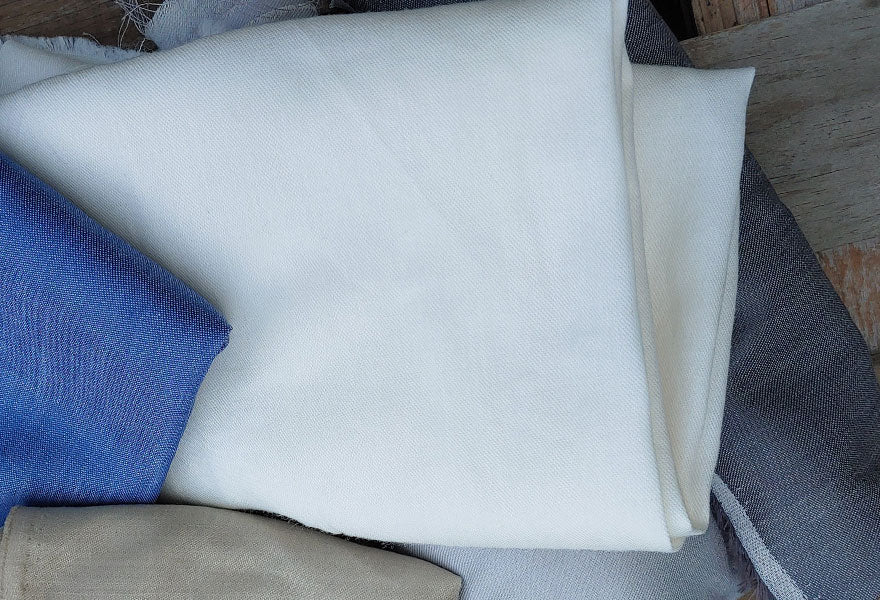 Ramie Cotton Satin Fabric (2817) - The Linen Lab - White