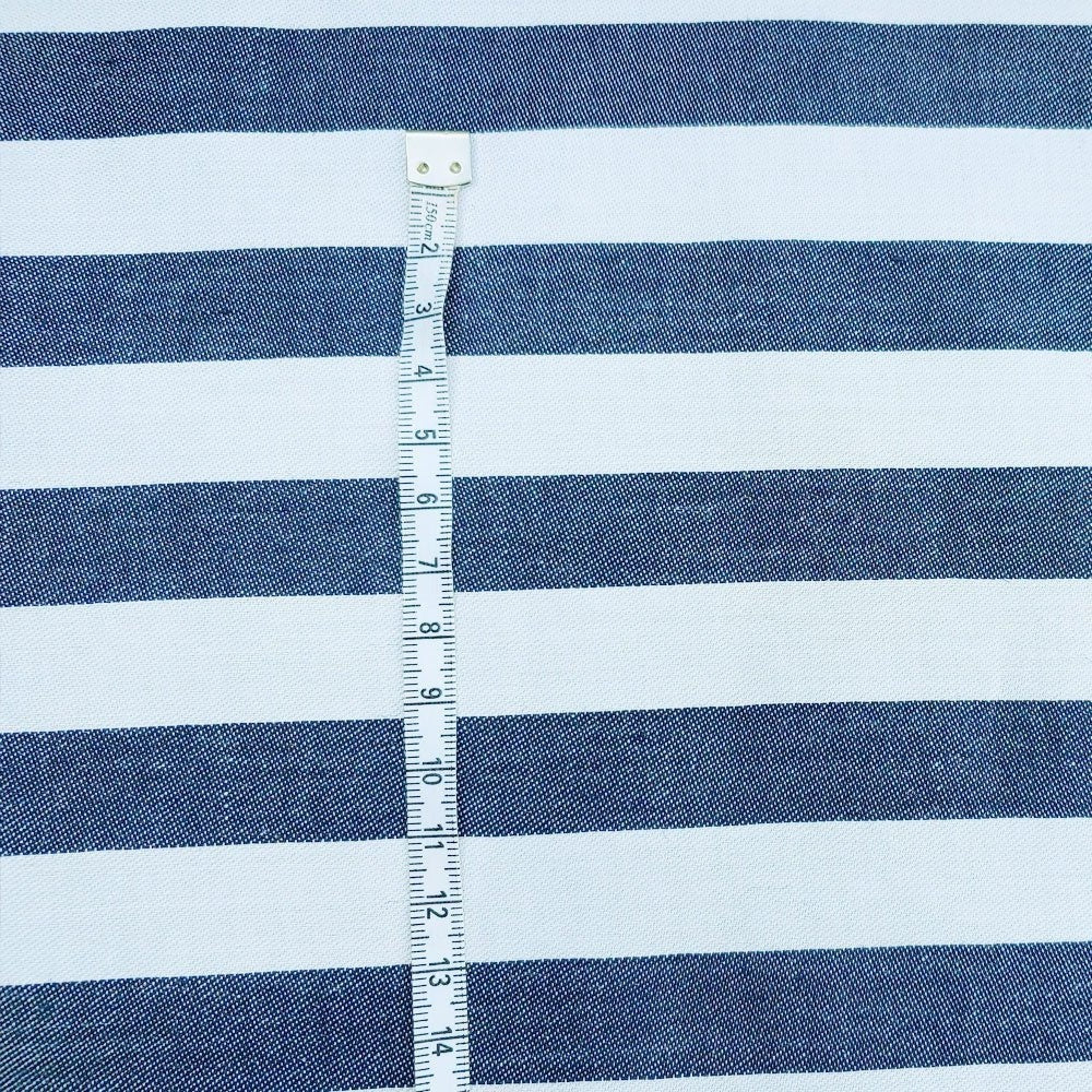 Ramie Cotton Satin Stripe Fabric (4719) - The Linen Lab - Navy