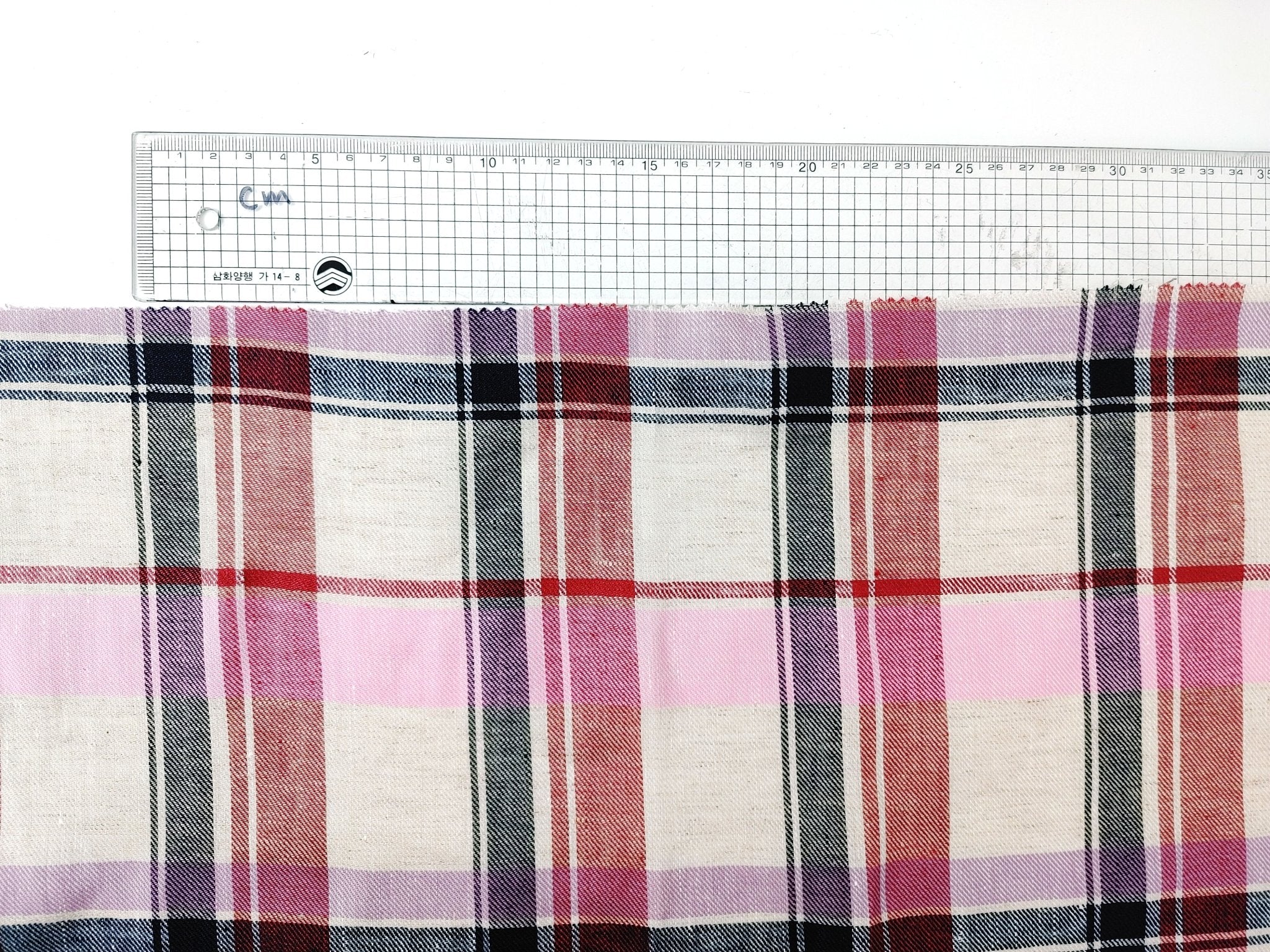 Rosy Check: Pink Linen Cotton Twill Plaid Fabric 4213 - The Linen Lab - Pink
