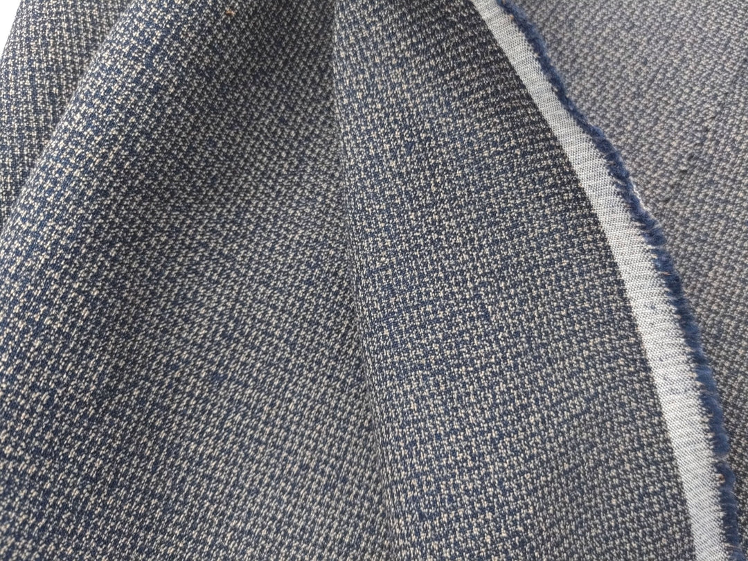 Serenity Linen Blend: Subtle Starcheck Fabric 2561 - The Linen Lab - Navy