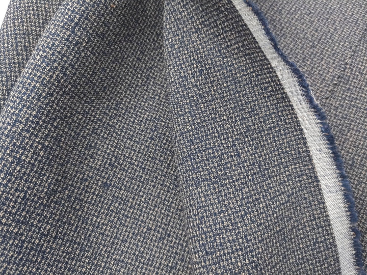 Serenity Linen Blend: Subtle Starcheck Fabric 2561 - The Linen Lab - Navy