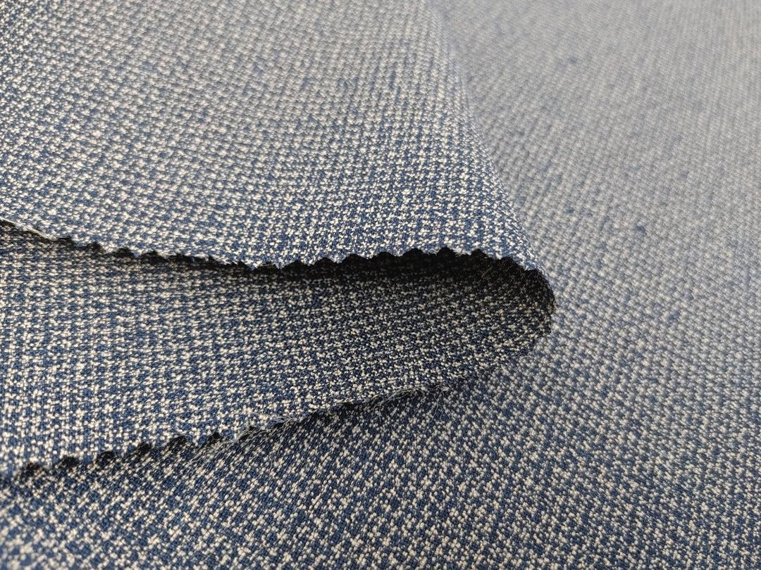 Serenity Linen Blend: Subtle Starcheck Fabric 2561 - The Linen Lab - Navy