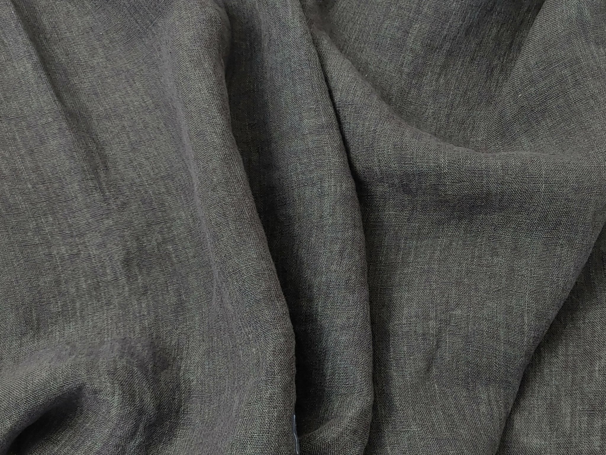 Shadow Essence: 100% Linen Dark Grey Delave Fabric 7834 - The Linen Lab - Gray(Dark)