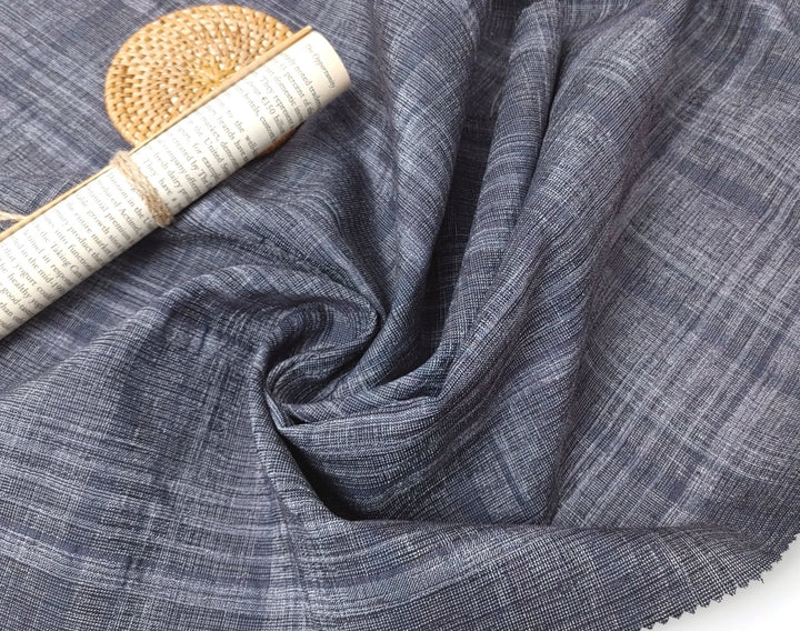 Silver Threads Plaid: Linen Blend Fabric with Metallic Effect 2725 - The Linen Lab - Grey