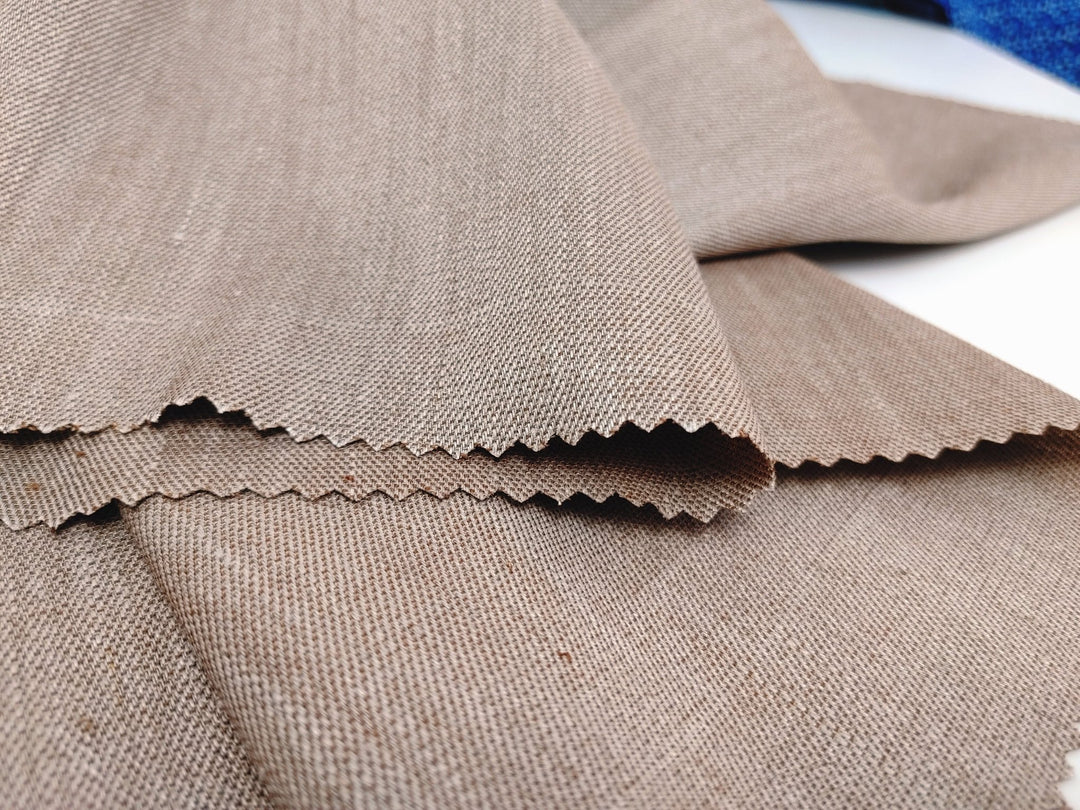 Simple Duo: Two-Tone Chambray Linen Twill Stretch Fabric 3201 4949 6504 - The Linen Lab - Beige