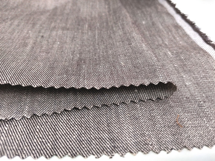 Simple Duo: Two-Tone Chambray Linen Twill Stretch Fabric 3201 4949 6504 - The Linen Lab - Beige