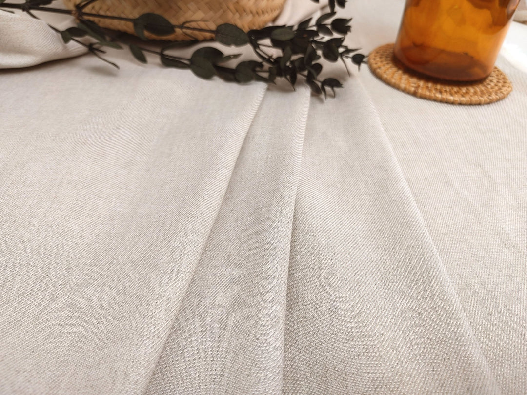 Simple Duo: Two-Tone Chambray Linen Twill Stretch Fabric 3201 4949 6504 - The Linen Lab - Beige