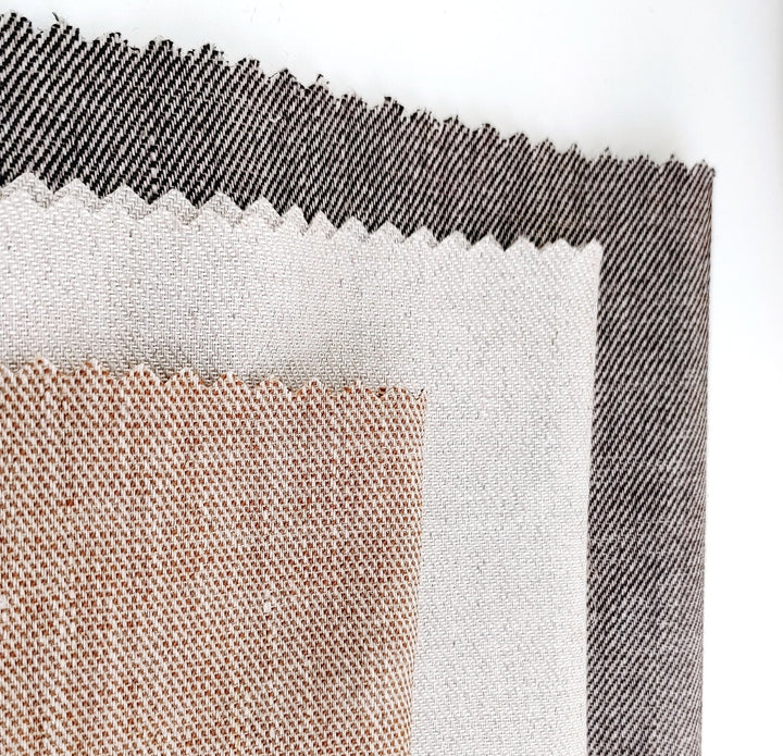 Simple Duo: Two-Tone Chambray Linen Twill Stretch Fabric 3201 4949 6504 - The Linen Lab - Brown