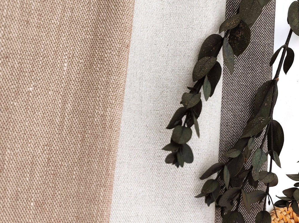 Simple Duo: Two-Tone Chambray Linen Twill Stretch Fabric 3201 4949 6504 - The Linen Lab - Brown