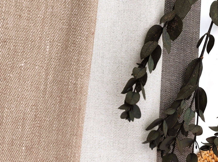 Simple Duo: Two-Tone Chambray Linen Twill Stretch Fabric 3201 4949 6504 - The Linen Lab - Brown