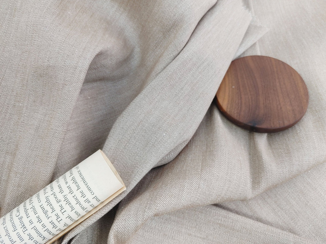 Simple Duo: Two-Tone Chambray Linen Twill Stretch Fabric 3201 4949 6504 - The Linen Lab - Natural