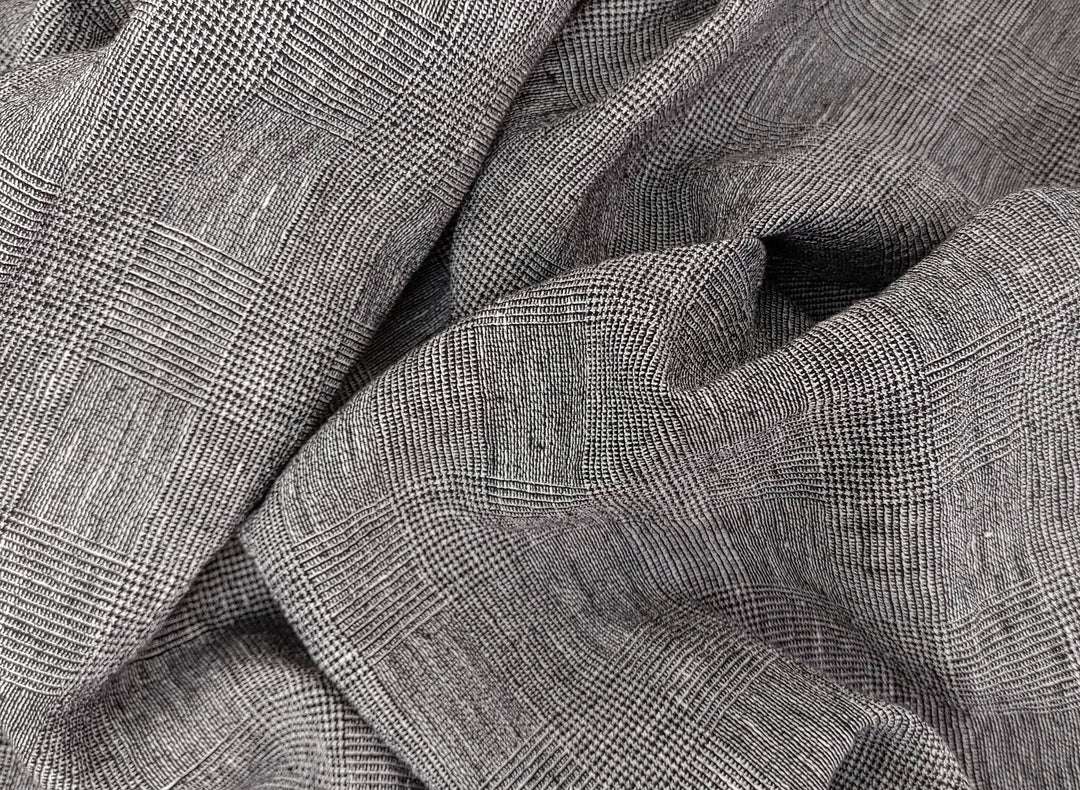 Sophisticated Threads: Linen Polyester Glen Plaid with Twisted Yarn 7121 7122 7611 - The Linen Lab - Beige