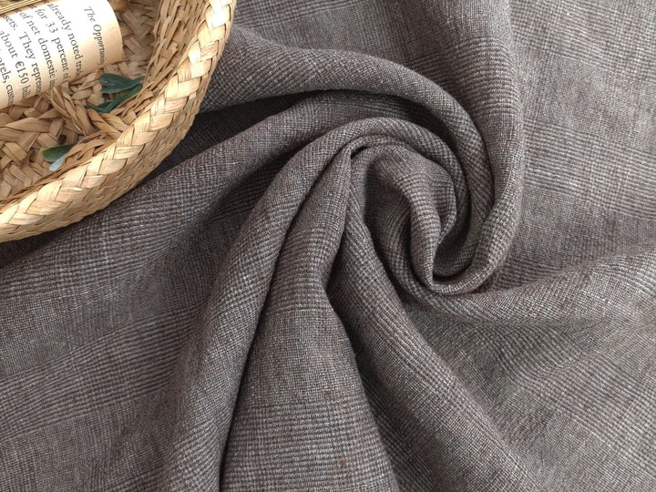Sophisticated Threads: Linen Polyester Glen Plaid with Twisted Yarn 7121 7122 7611 - The Linen Lab - Beige